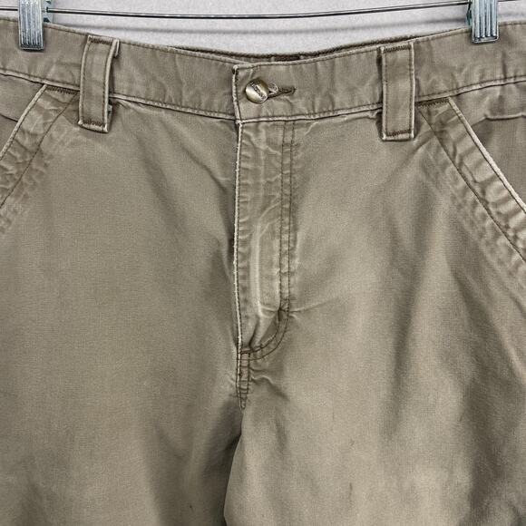 CARHARTT Pants Mens 34x32 B151 Utility Work Canvas Carpenter Khaki Cotton Beige - Picture 3 of 14